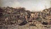 Konstantin Savitsky Repairing the railway oil painting